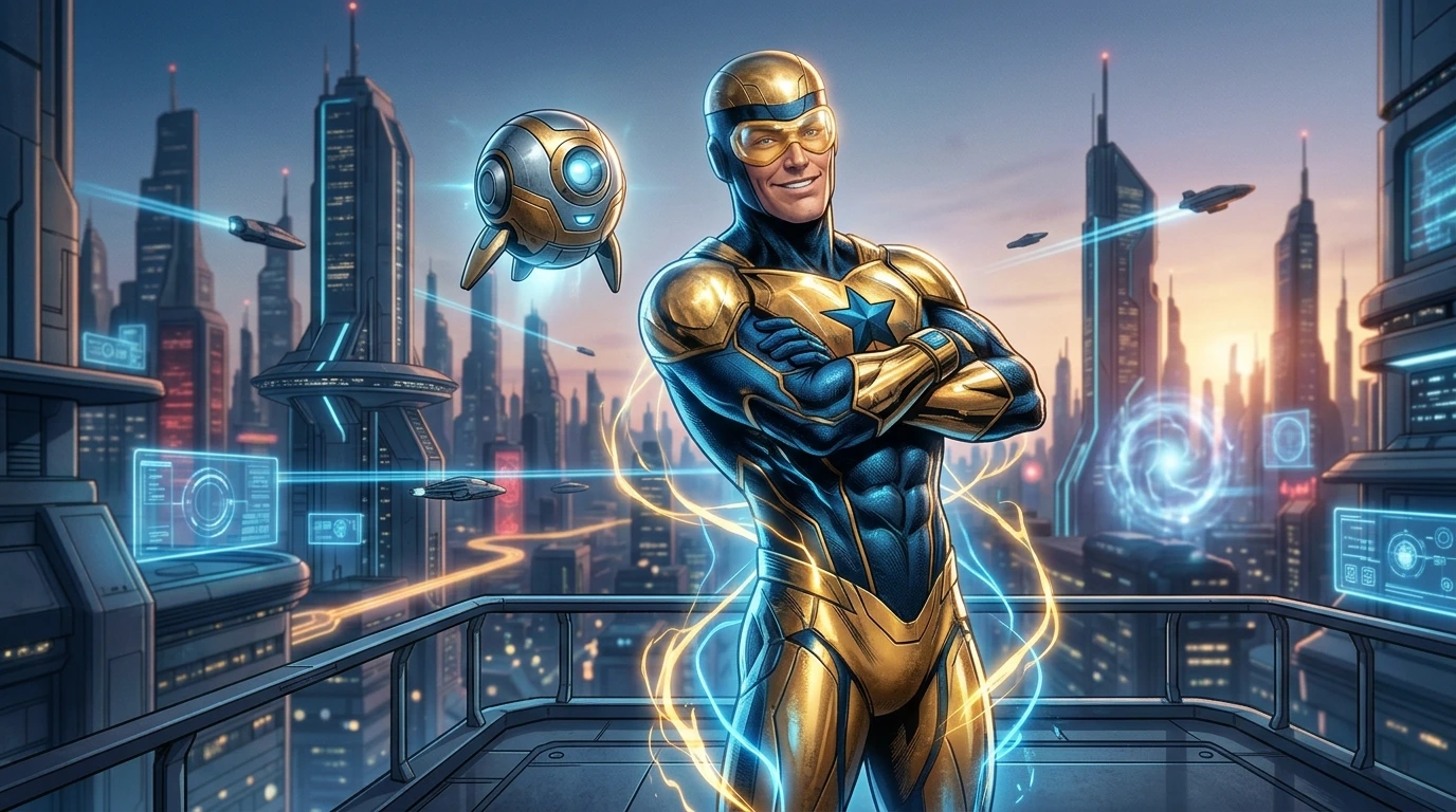 Booster Gold is one of DC’s most distinctive superheroes, a time-traveling hero from the future with advanced technology and a surprising story.